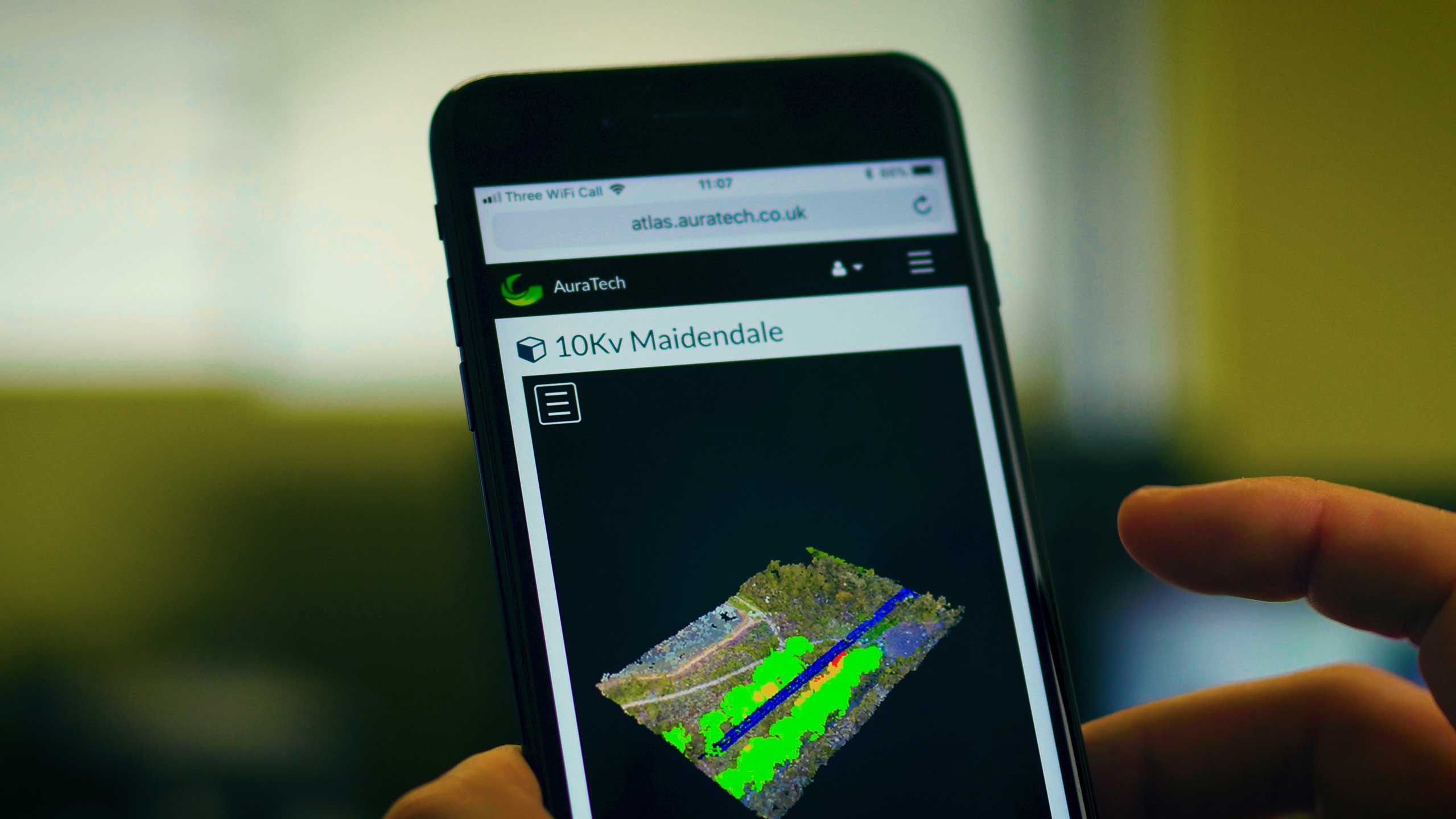 ATLAS mapping portal on a mobile phone